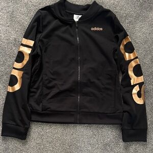 Adidas Women's Black Bomber Jacket with Gold Accents